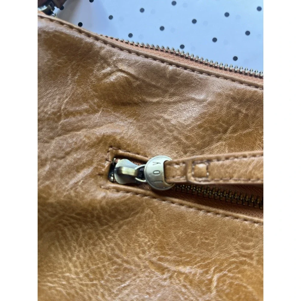 Joy Susan Cognac Vegan Leather Crossbody Slouch Hobo Bag Boho